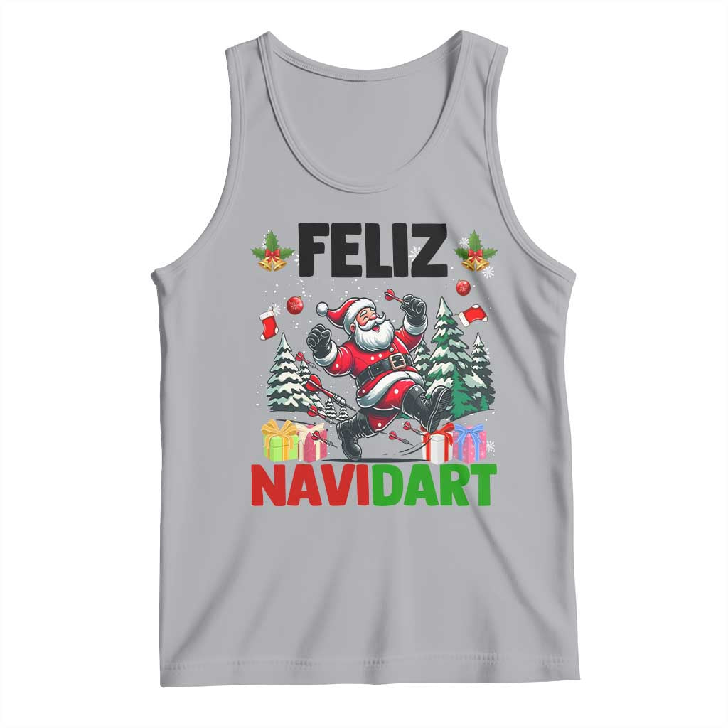 Dartist Feliz Navidart Tank Top Funny Santa Running From Darts Christmas Gift TS12 Athletic Heather Print Your Wear