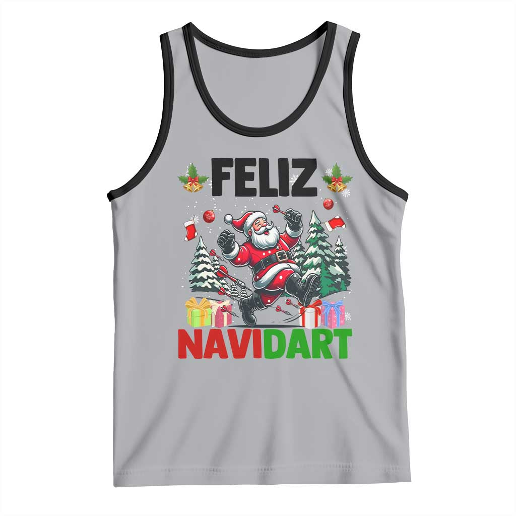 Dartist Feliz Navidart Tank Top Funny Santa Running From Darts Christmas Gift TS12 Athletic Heather Black Print Your Wear