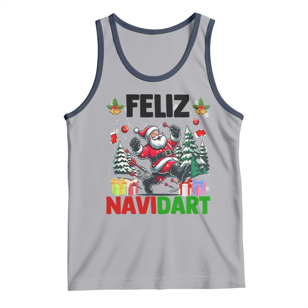 Dartist Feliz Navidart Tank Top Funny Santa Running From Darts Christmas Gift TS12 Athletic Heather Navy Print Your Wear