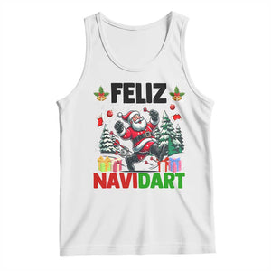 Dartist Feliz Navidart Tank Top Funny Santa Running From Darts Christmas Gift TS12 White Print Your Wear