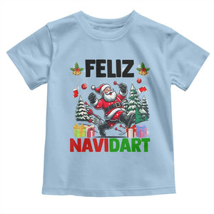 Dartist Feliz Navidart Toddler T Shirt Funny Santa Running From Darts Christmas Gift TS12 Light Blue Print Your Wear