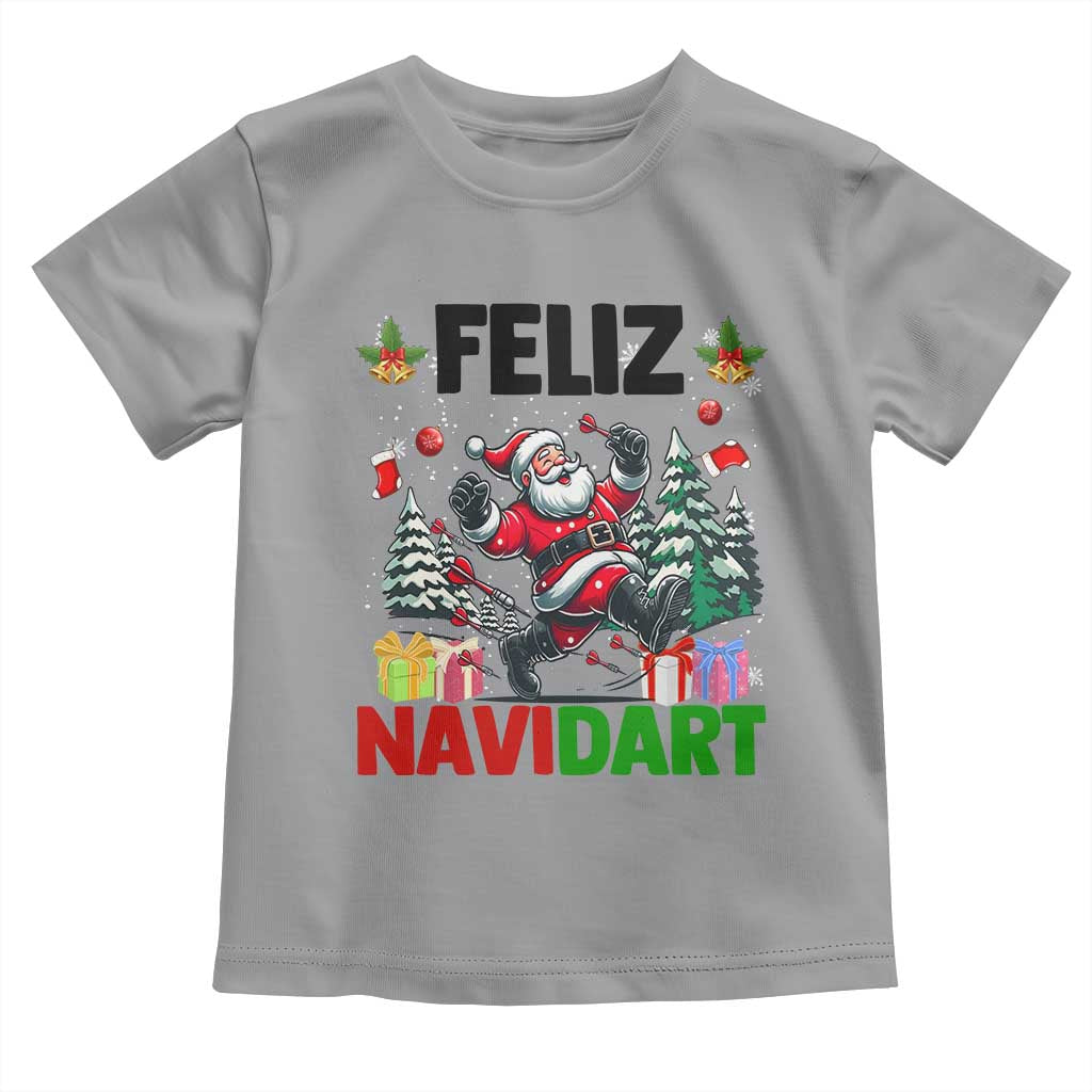 Dartist Feliz Navidart Toddler T Shirt Funny Santa Running From Darts Christmas Gift TS12 Sport Gray Print Your Wear