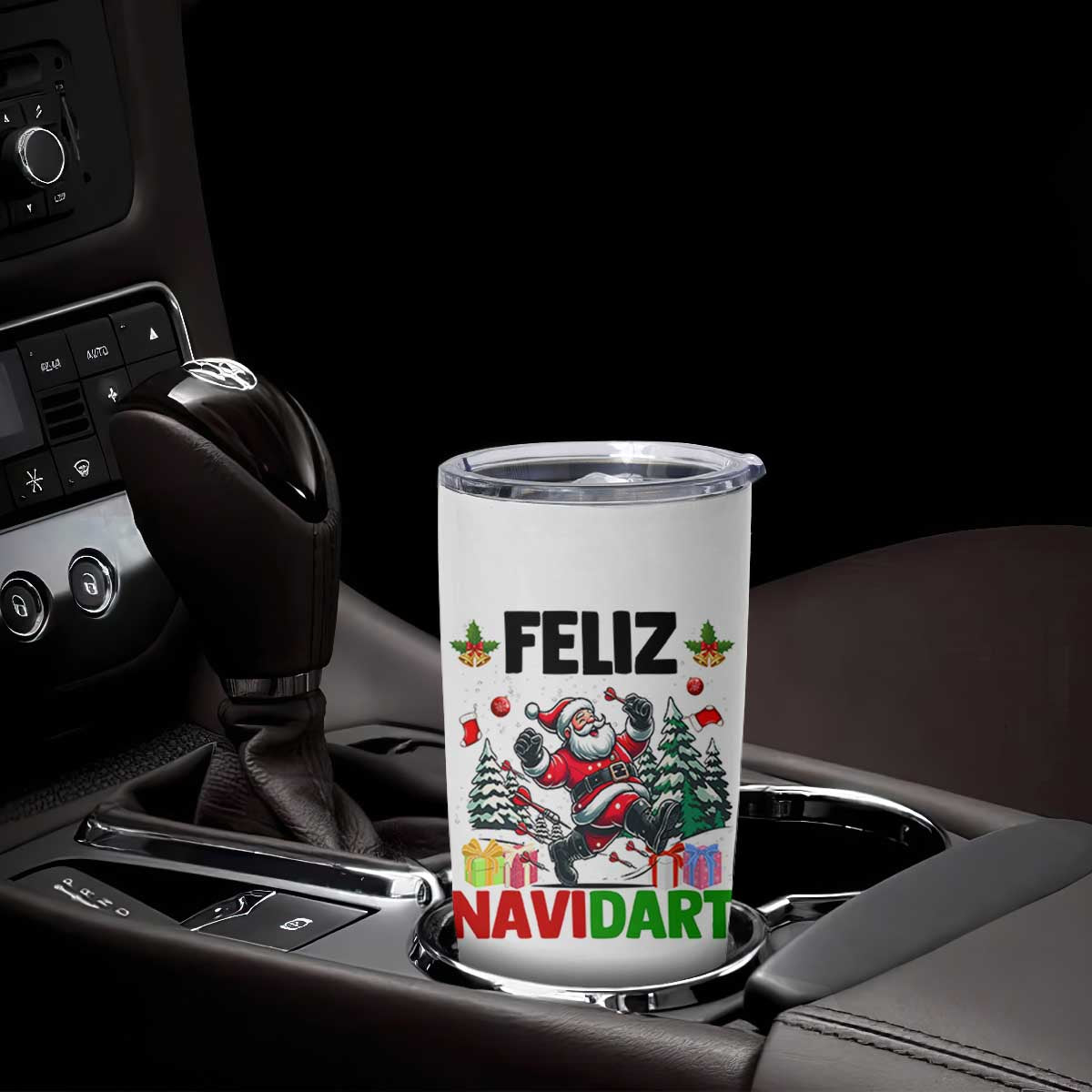 Dartist Feliz Navidart Tumbler Cup Funny Santa Running From Darts Christmas Gift TS12 Print Your Wear