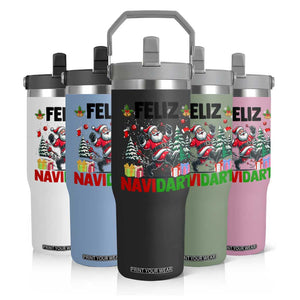 Dartist Feliz Navidart Flip Straw Tumbler Funny Santa Running From Darts Christmas Gift TS12 Print Your Wear