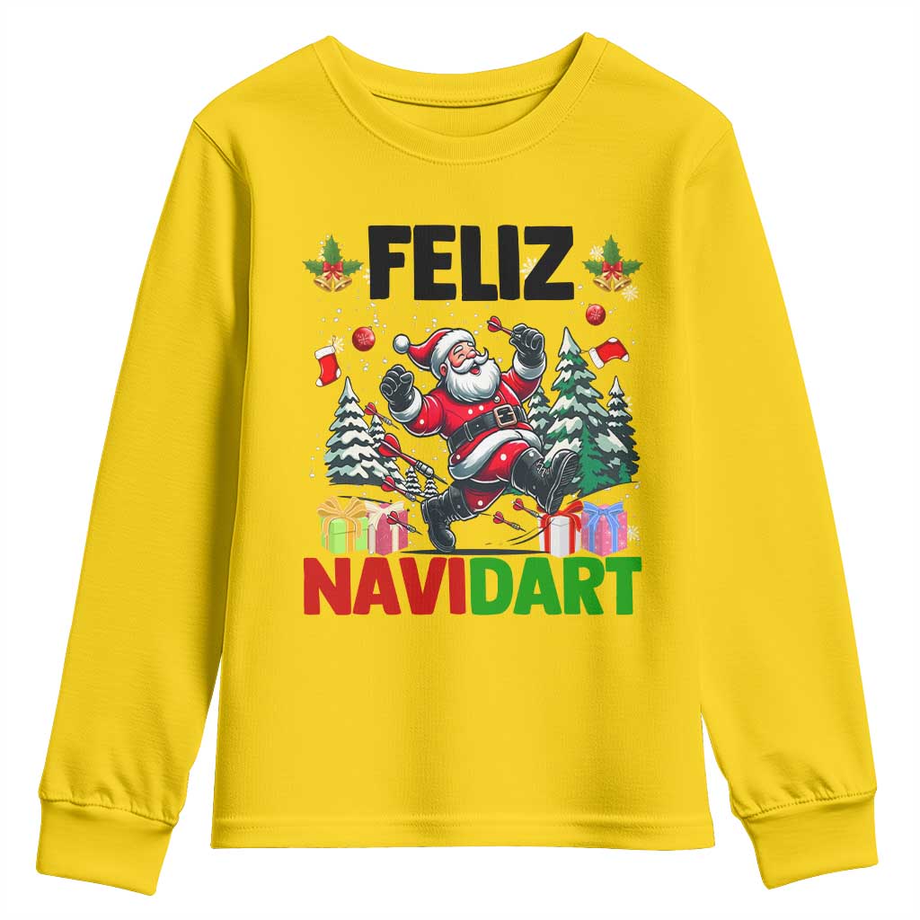 Dartist Feliz Navidart Youth Sweatshirt Funny Santa Running From Darts Christmas Gift TS12 Daisy Print Your Wear
