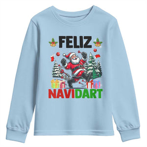 Dartist Feliz Navidart Youth Sweatshirt Funny Santa Running From Darts Christmas Gift TS12 Light Blue Print Your Wear
