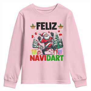 Dartist Feliz Navidart Youth Sweatshirt Funny Santa Running From Darts Christmas Gift TS12 Light Pink Print Your Wear