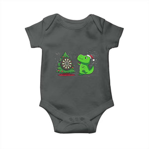 Christmas Dinosaur Dart Player Baby Onesie Funny Dino Lover TS12 Dark Heather Print Your Wear