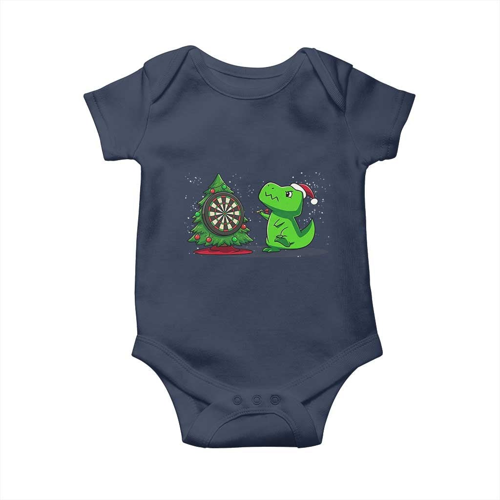 Christmas Dinosaur Dart Player Baby Onesie Funny Dino Lover TS12 Navy Print Your Wear