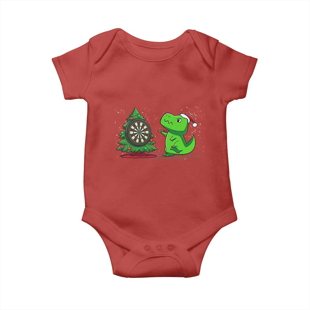 Christmas Dinosaur Dart Player Baby Onesie Funny Dino Lover TS12 Red Print Your Wear