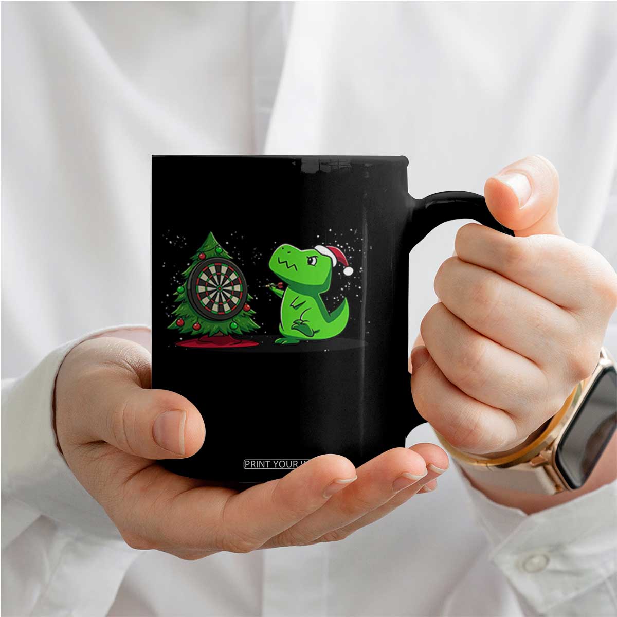 Christmas Dinosaur Dart Player Coffee Mug Funny Dino Lover TS12 Print Your Wear