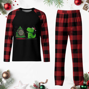 Christmas Dinosaur Dart Player Plaid Pajama Set Funny Dino Lover TS12 Buffalo Plaid Print Your Wear