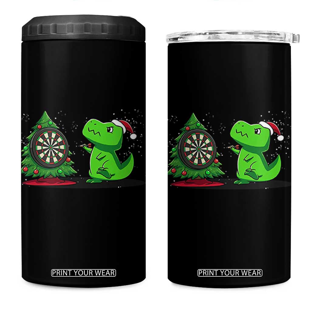 Christmas Dinosaur Dart Player 4 in 1 Can Cooler Tumbler Funny Dino Lover TS12 One Size: 16 oz Black Print Your Wear