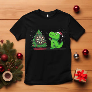 Christmas Dinosaur Dart Player T Shirt Funny Dino Lover TS12 Black Print Your Wear