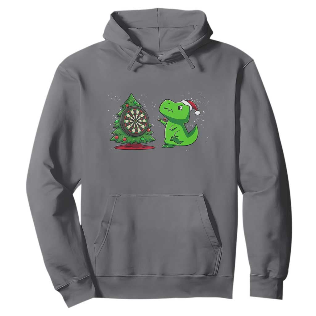 Christmas Dinosaur Dart Player Hoodie Funny Dino Lover TS12 Charcoal Print Your Wear
