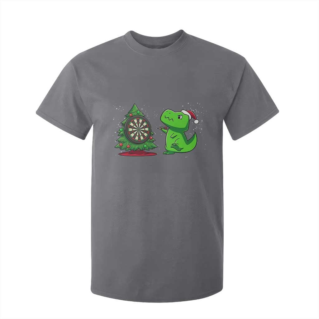 Christmas Dinosaur Dart Player T Shirt For Kid Funny Dino Lover TS12 Charcoal Print Your Wear