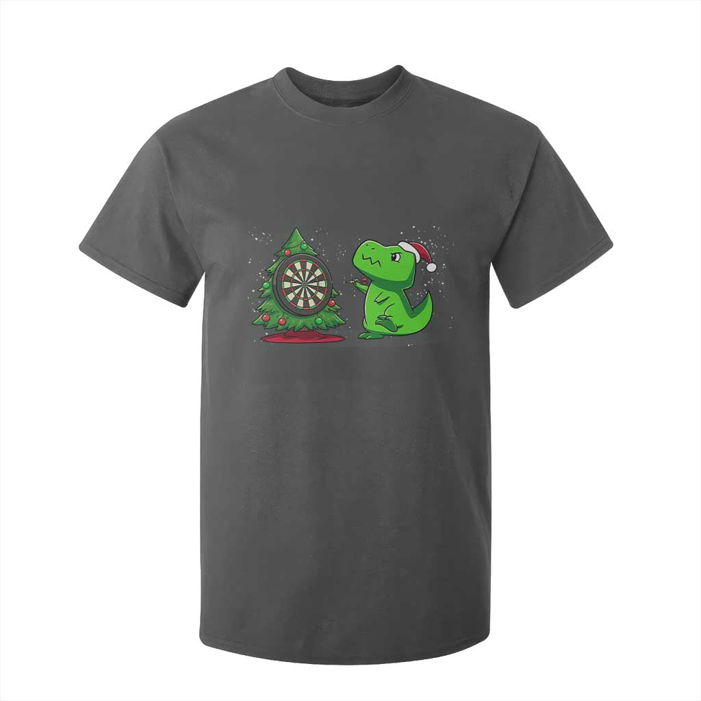Christmas Dinosaur Dart Player T Shirt For Kid Funny Dino Lover TS12 Dark Heather Print Your Wear