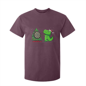Christmas Dinosaur Dart Player T Shirt For Kid Funny Dino Lover TS12 Maroon Print Your Wear