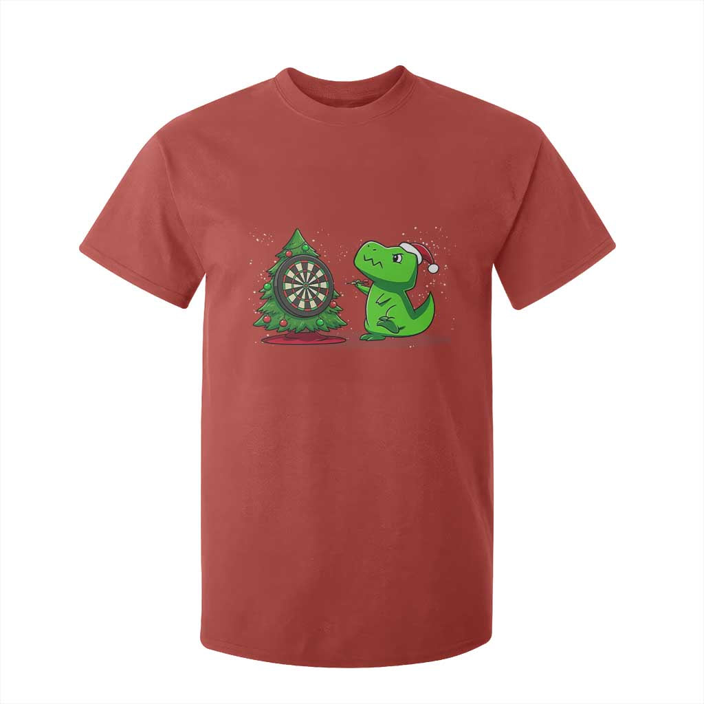 Christmas Dinosaur Dart Player T Shirt For Kid Funny Dino Lover TS12 Red Print Your Wear