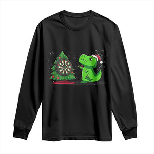 Christmas Dinosaur Dart Player Long Sleeve Shirt Funny Dino Lover TS12 Black Print Your Wear