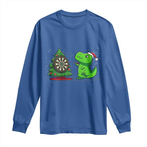 Christmas Dinosaur Dart Player Long Sleeve Shirt Funny Dino Lover TS12 Royal Blue Print Your Wear