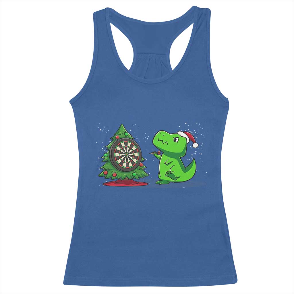 Christmas Dinosaur Dart Player Racerback Tank Top Funny Dino Lover TS12 Royal Blue Print Your Wear