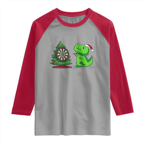 Christmas Dinosaur Dart Player Raglan Shirt Funny Dino Lover TS12 Sport Gray Red Print Your Wear