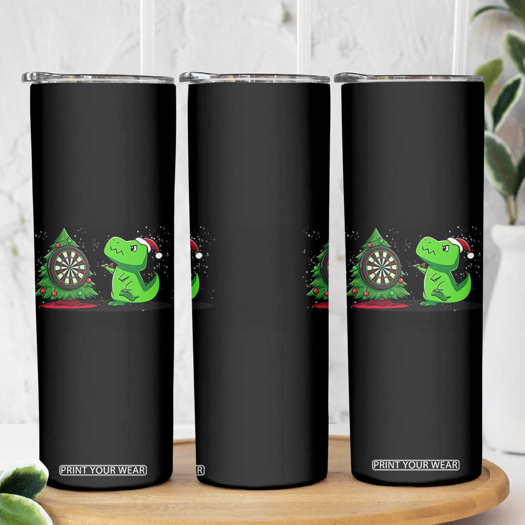Christmas Dinosaur Dart Player Skinny Tumbler Funny Dino Lover TS12 Print Your Wear