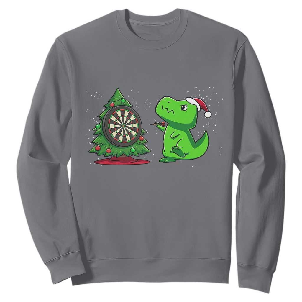 Christmas Dinosaur Dart Player Sweatshirt Funny Dino Lover TS12 Charcoal Print Your Wear
