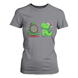 Christmas Dinosaur Dart Player T Shirt For Women Funny Dino Lover TS12 Charcoal Print Your Wear