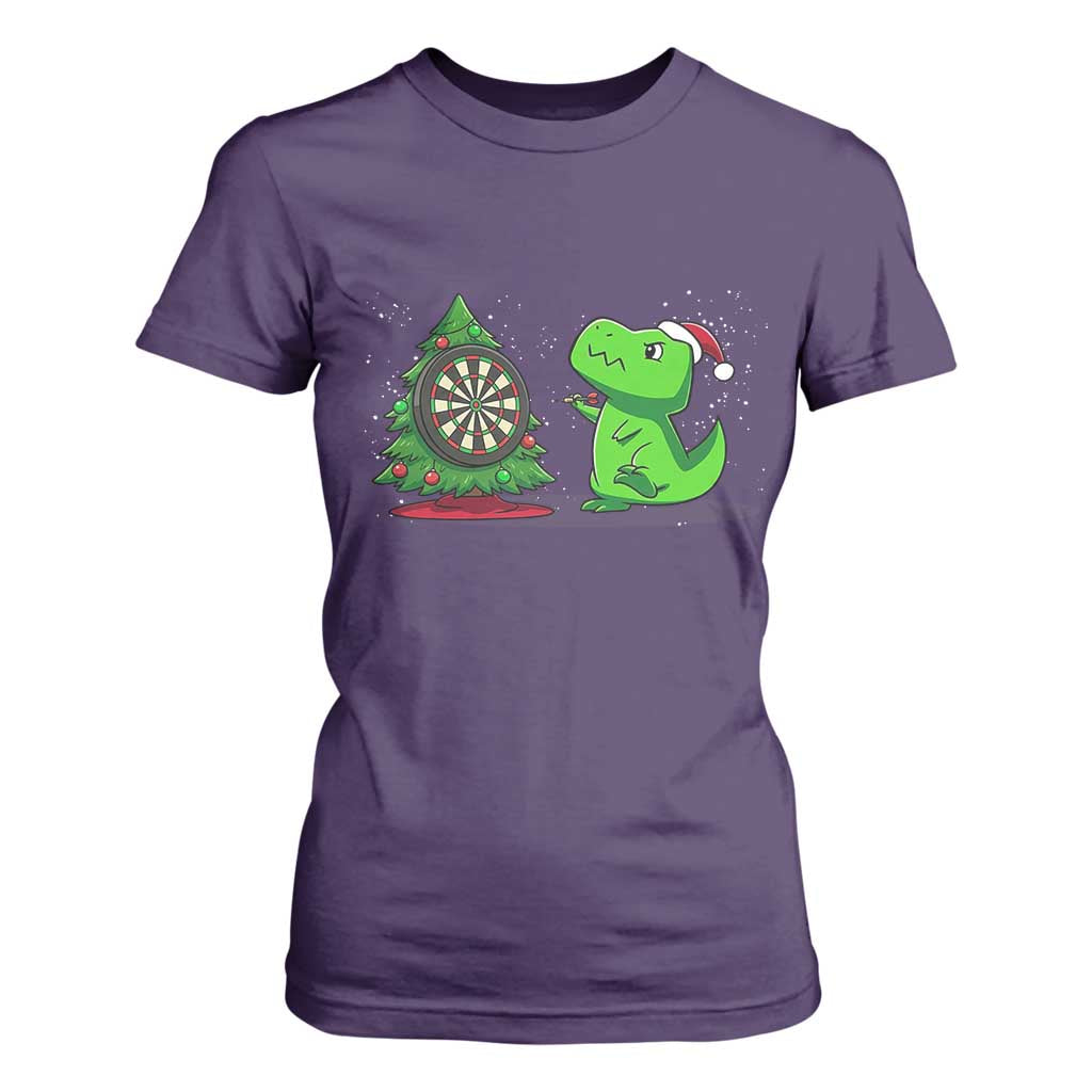Christmas Dinosaur Dart Player T Shirt For Women Funny Dino Lover TS12 Purple Print Your Wear