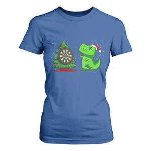 Christmas Dinosaur Dart Player T Shirt For Women Funny Dino Lover TS12 Royal Blue Print Your Wear