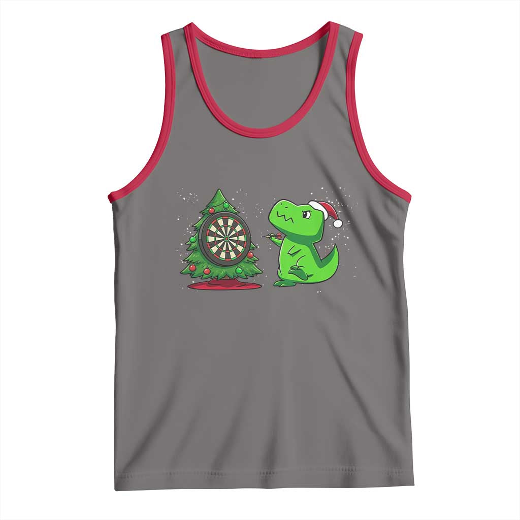 Christmas Dinosaur Dart Player Tank Top Funny Dino Lover TS12 Deep Heather Red Print Your Wear