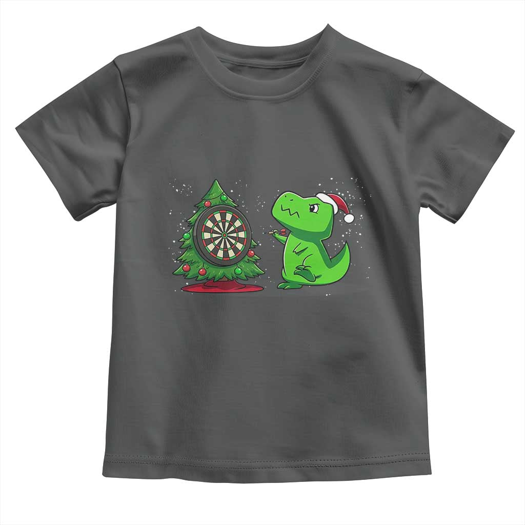 Christmas Dinosaur Dart Player Toddler T Shirt Funny Dino Lover TS12 Dark Heather Print Your Wear