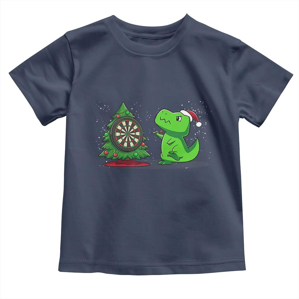 Christmas Dinosaur Dart Player Toddler T Shirt Funny Dino Lover TS12 Navy Print Your Wear