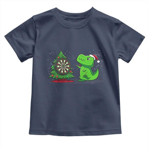 Christmas Dinosaur Dart Player Toddler T Shirt Funny Dino Lover TS12 Navy Print Your Wear