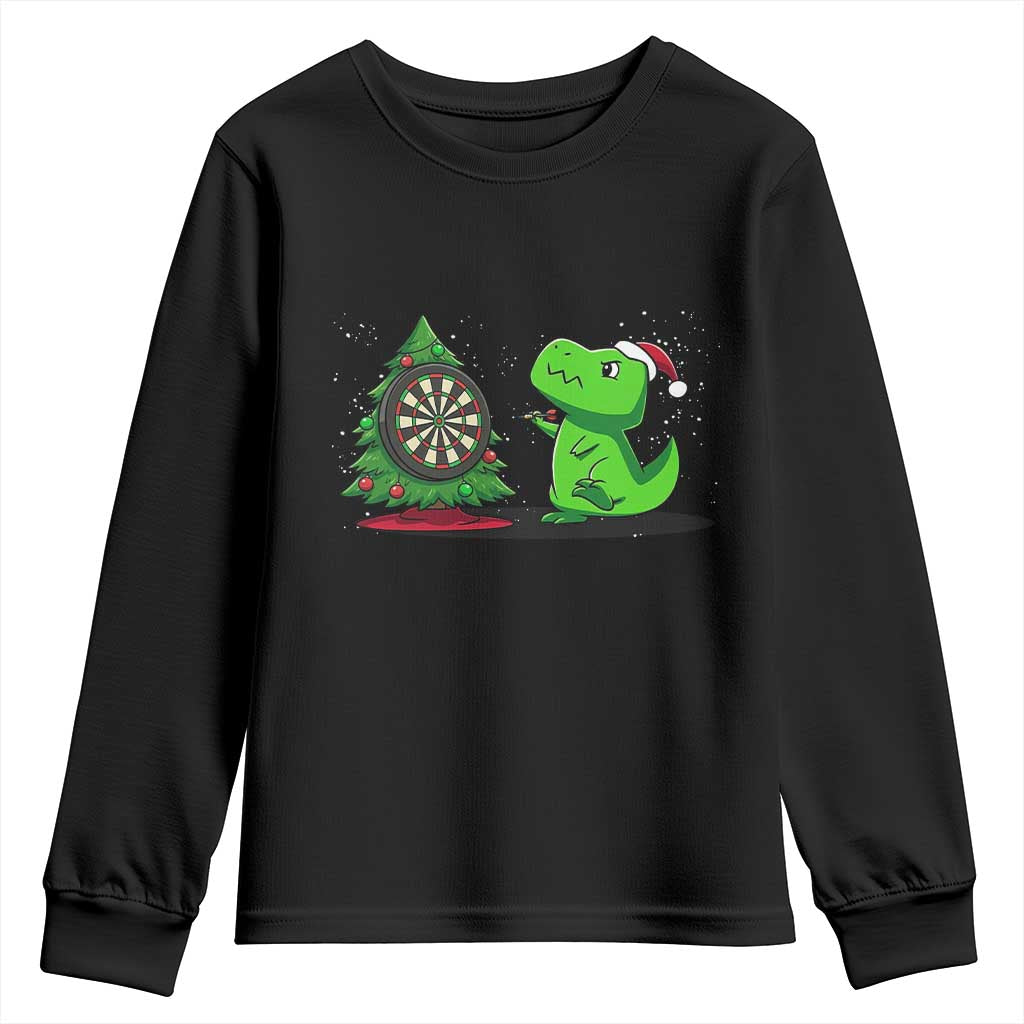 Christmas Dinosaur Dart Player Youth Sweatshirt Funny Dino Lover TS12 Black Print Your Wear