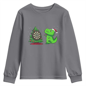 Christmas Dinosaur Dart Player Youth Sweatshirt Funny Dino Lover TS12 Charcoal Print Your Wear
