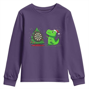 Christmas Dinosaur Dart Player Youth Sweatshirt Funny Dino Lover TS12 Purple Print Your Wear