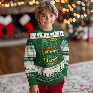 It Is A Good Day To Learn Black History Ugly Christmas Sweater African American Pride Teacher Gift TS12 Forest Green Beige Print Your Wear