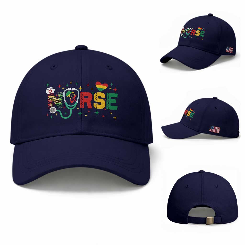 Proud Black Nurse Baseball Cap Black History Month Gift TS12 Baseball Cap Universal Fit Dark Blue Print Your Wear