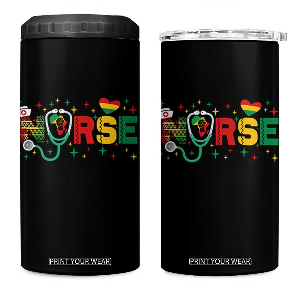 Proud Black Nurse 4 in 1 Can Cooler Tumbler Black History Month Gift TS12 One Size: 16 oz Black Print Your Wear