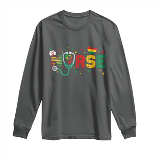 Proud Black Nurse Long Sleeve Shirt Black History Month Gift TS12 Dark Heather Print Your Wear