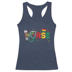 Proud Black Nurse Racerback Tank Top Black History Month Gift TS12 Navy Print Your Wear