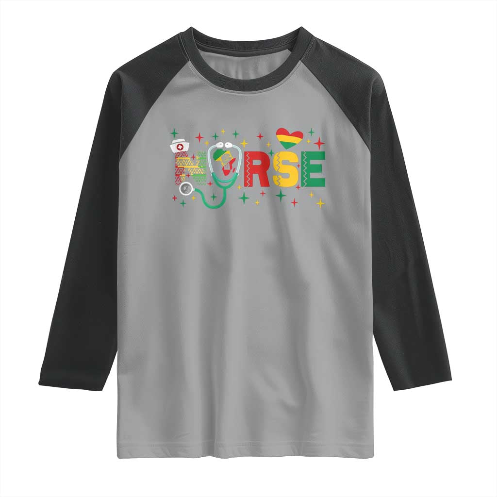 Proud Black Nurse Raglan Shirt Black History Month Gift TS12 Sport Gray Black Print Your Wear