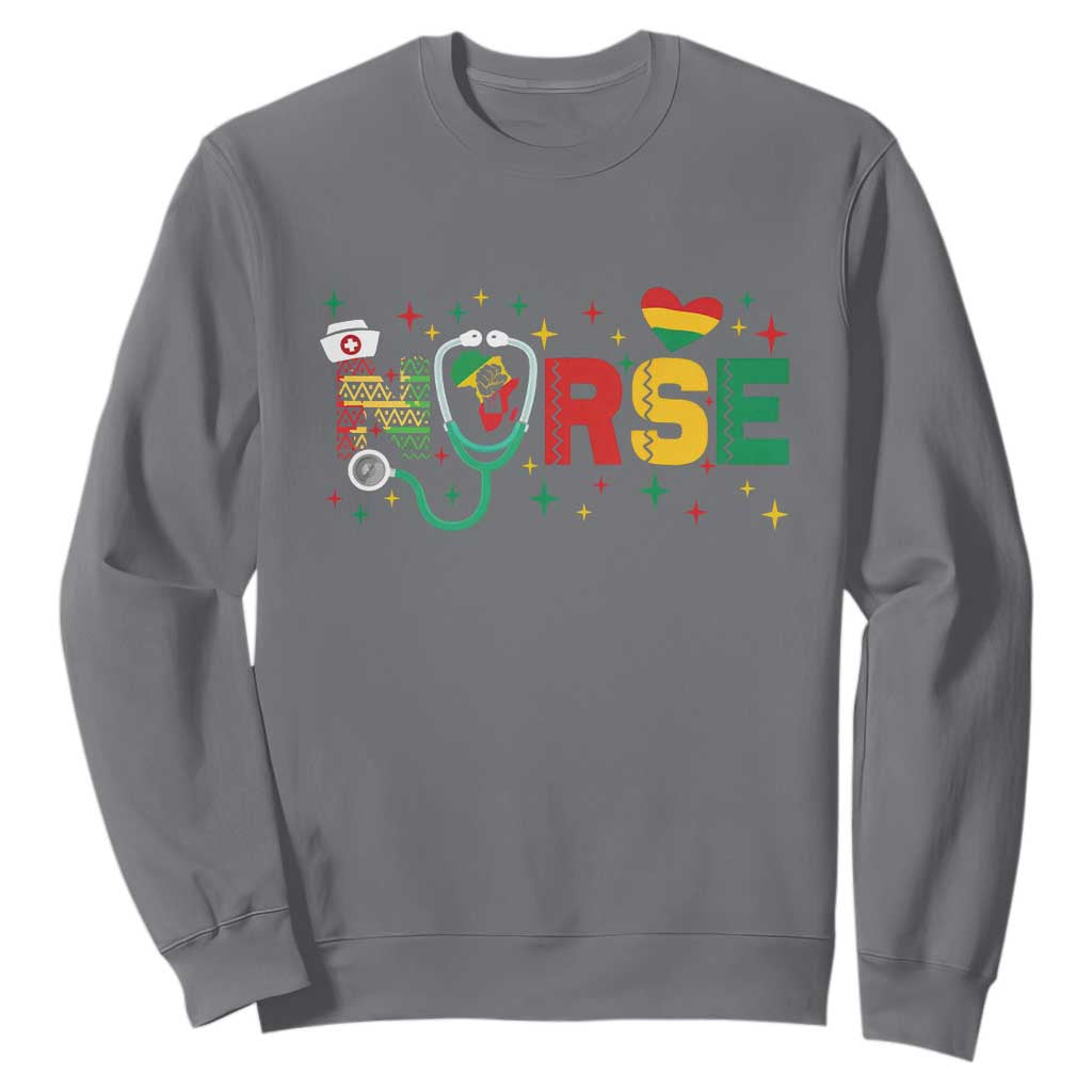 Proud Black Nurse Sweatshirt Black History Month Gift TS12 Charcoal Print Your Wear