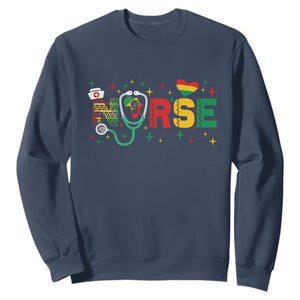 Proud Black Nurse Sweatshirt Black History Month Gift TS12 Navy Print Your Wear