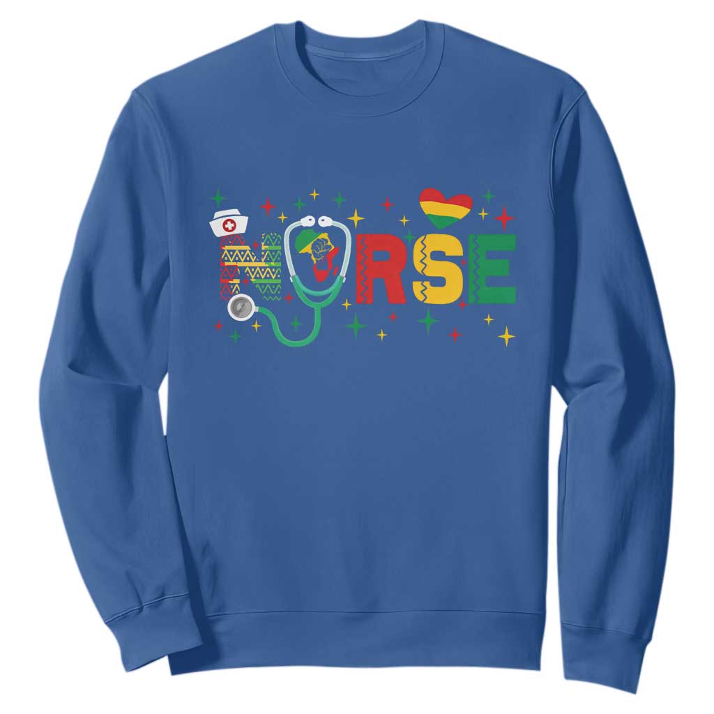 Proud Black Nurse Sweatshirt Black History Month Gift TS12 Royal Blue Print Your Wear