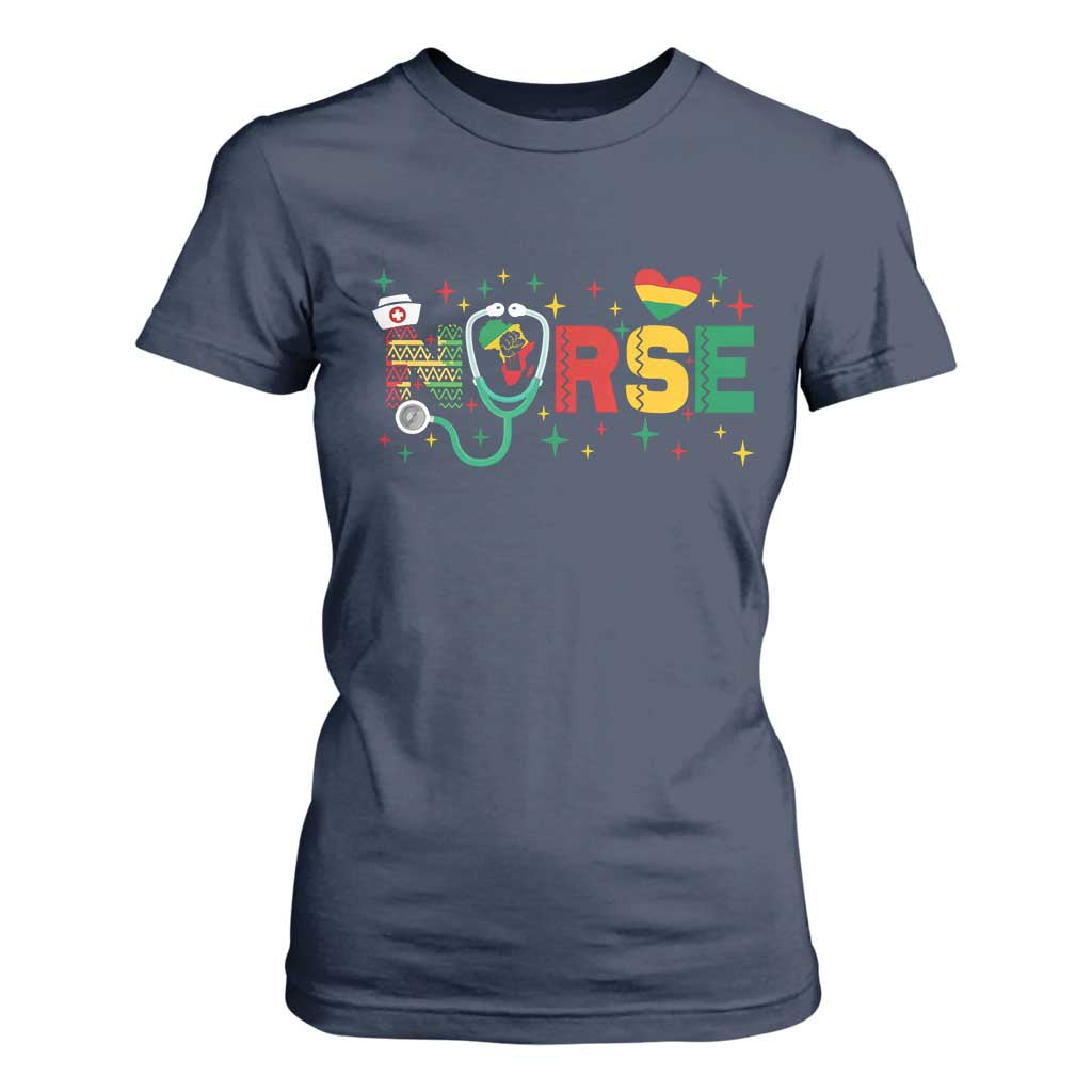 Proud Black Nurse T Shirt For Women Black History Month Gift TS12 Navy Print Your Wear
