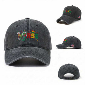 Proud Black Nurse Washed Cotton Baseball Cap Black History Month Gift TS12 Washed Cap Universal Fit Dark Gray Print Your Wear
